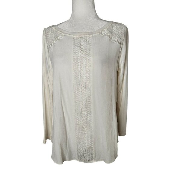 Hale Bob Size Medium White Embroidered Long Sleeve Feminine Blouse Top - Picture 1 of 8